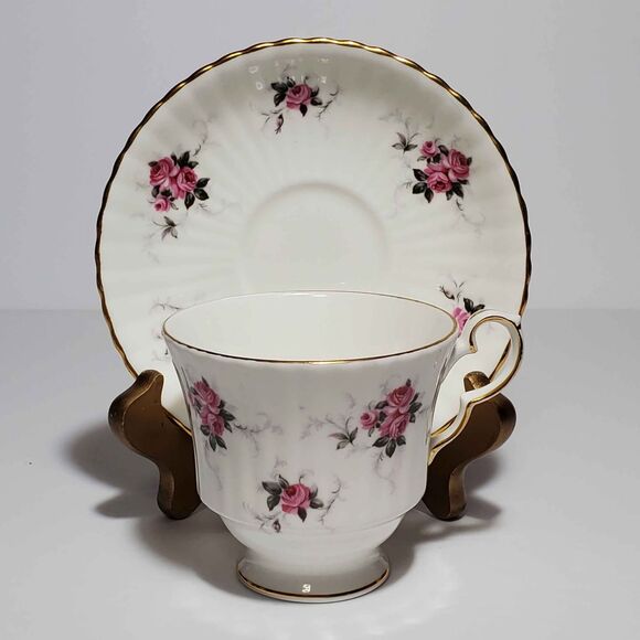 Princess House Teacup and Saucer Pink Roses Vintage - Picture 8 of 8